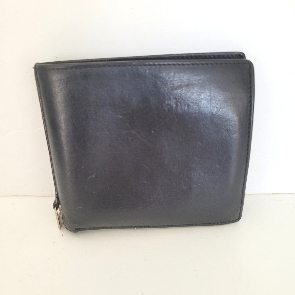 Gucci Mens Black Leather Bifold Wallet Silver Logo Tab 034-3761-1082 Made Italy